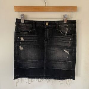 J Brand Charcoal Distressed Denim Mini Skirt